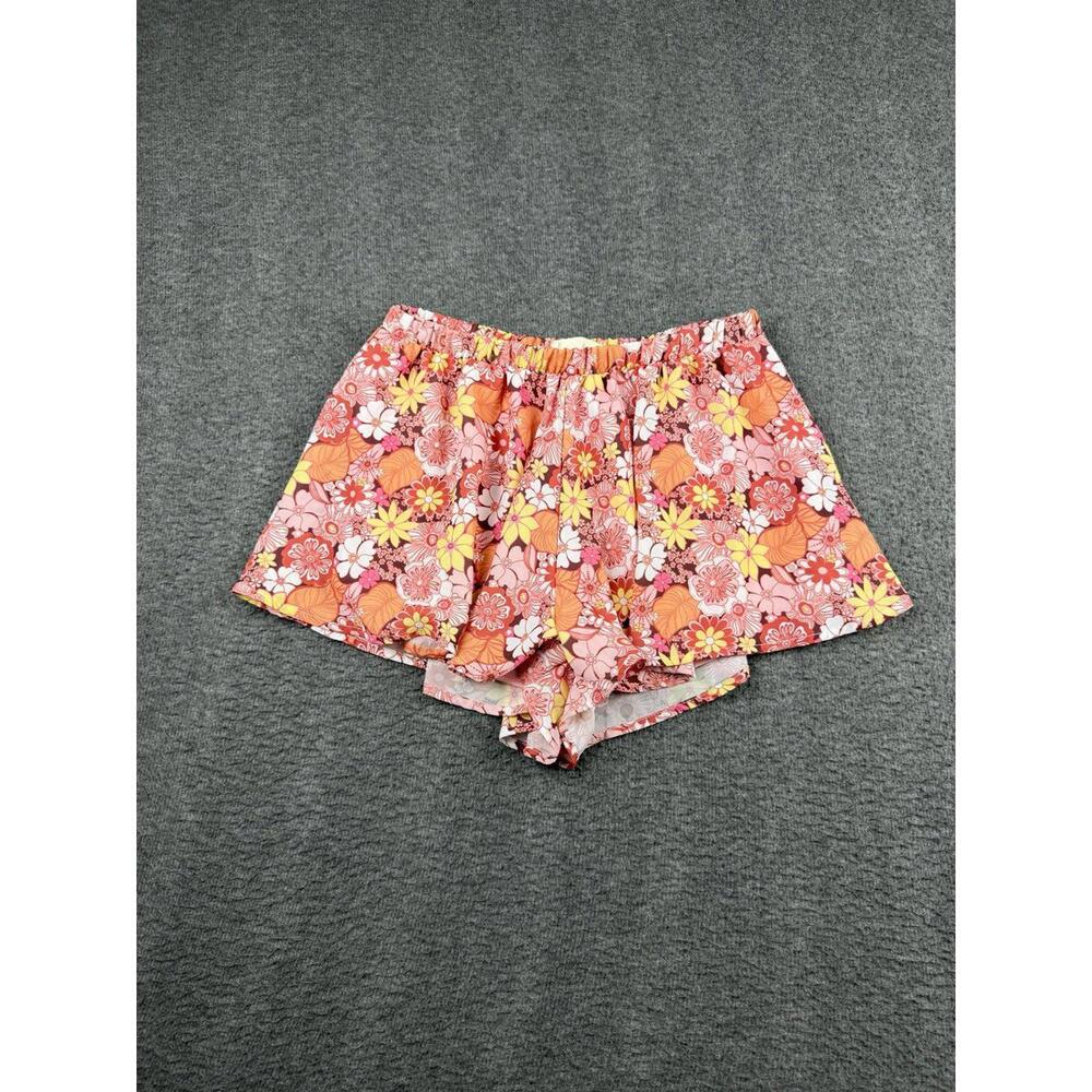 Altar'd State Floral Shorts Women's S Small Pink Orange Yellow Retro Boho Flowy